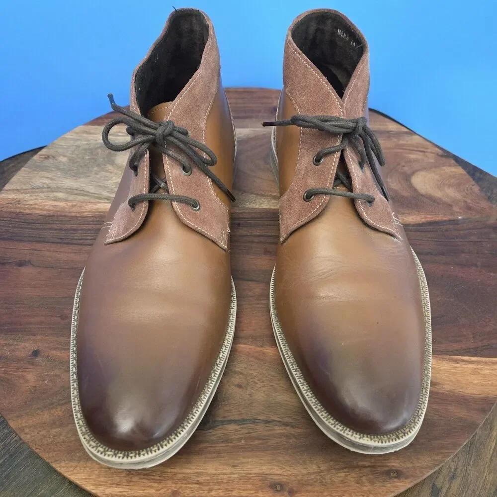 STACY ADAMS Cagney Boot Men's 11M Leather Cognac Tan # 24907-236